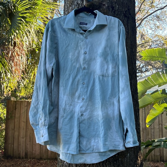 Green Tie Dye Button Up Collared Shirt - Picture 5 of 7
